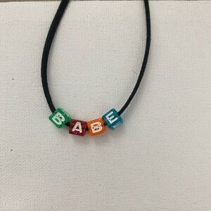 Rainbow square bead colorful choker ‘babe’ faux suede black ddlg / 3 for $15